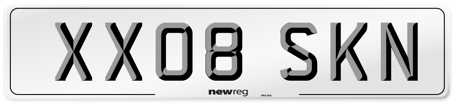 XX08 SKN Number Plate from New Reg
